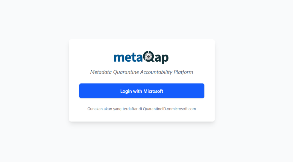 Tampilan Halaman Login MetaQAP